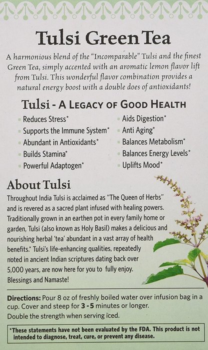 Organic India Tulsi, Original, 18-Count Boxes (Pack of 2) N25