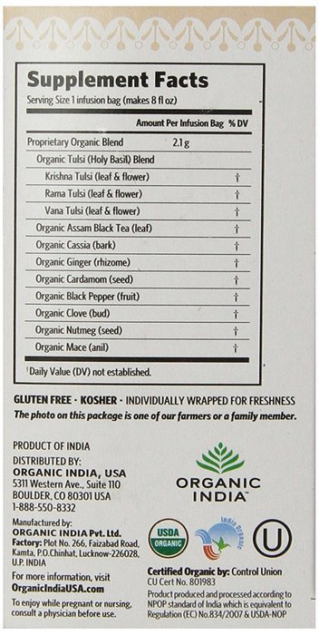 Organic India Tulsi, Original, 18-Count Boxes (Pack of 2) N30