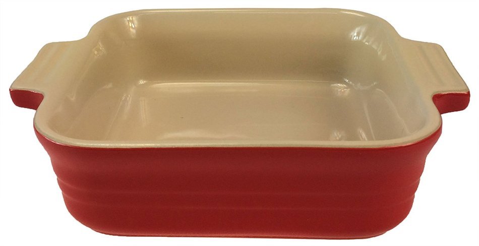 Le Creuset Poterie Stoneware Solid Chili Red Square Baking Dish, 5 Inch