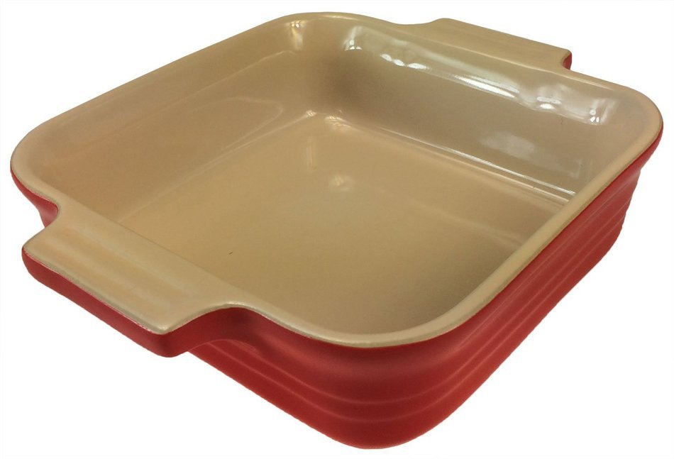 Le Creuset Poterie Stoneware Solid Chili Red Square Baking Dish, 5 Inch N2