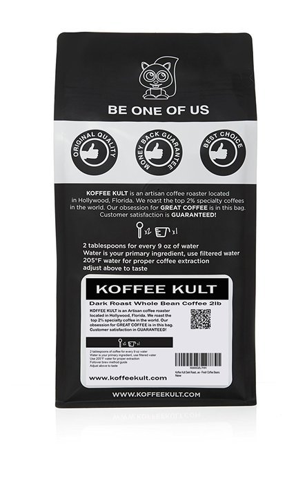 Koffee Kult Dark Roast Coffee Beans (2 Pounds Whole Bean) Highest Quality Delicious Organically Sourced Fair Trade... N13
