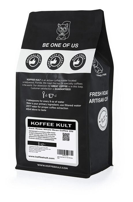 Koffee Kult Dark Roast Coffee Beans (2 Pounds Whole Bean) Highest Quality Delicious Organically Sourced Fair Trade... N14