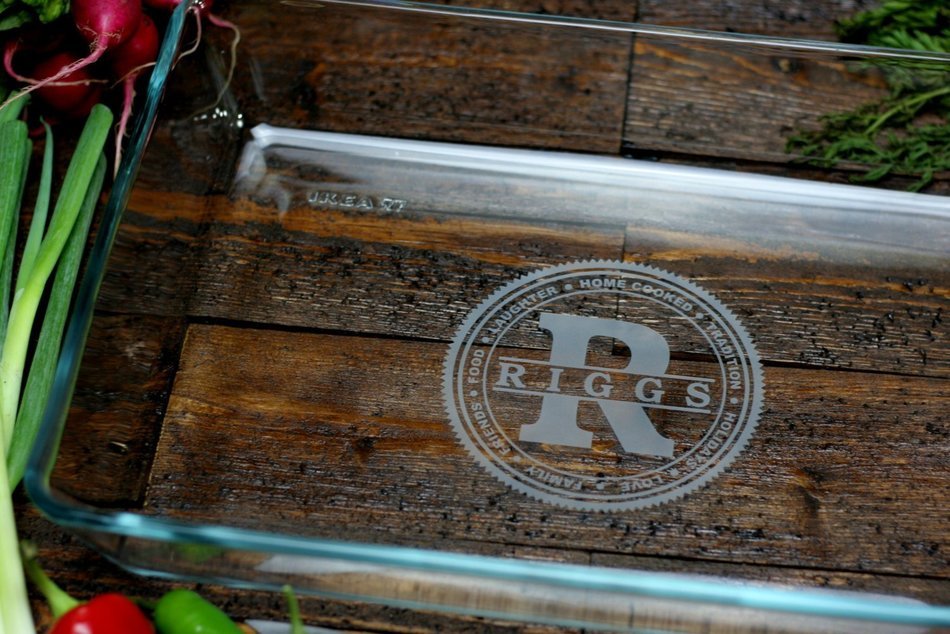 Personalized Engraved Gifts for Her | Casserole Dish with Large Initial and Last Name Encircled | Mothers Day... N2
