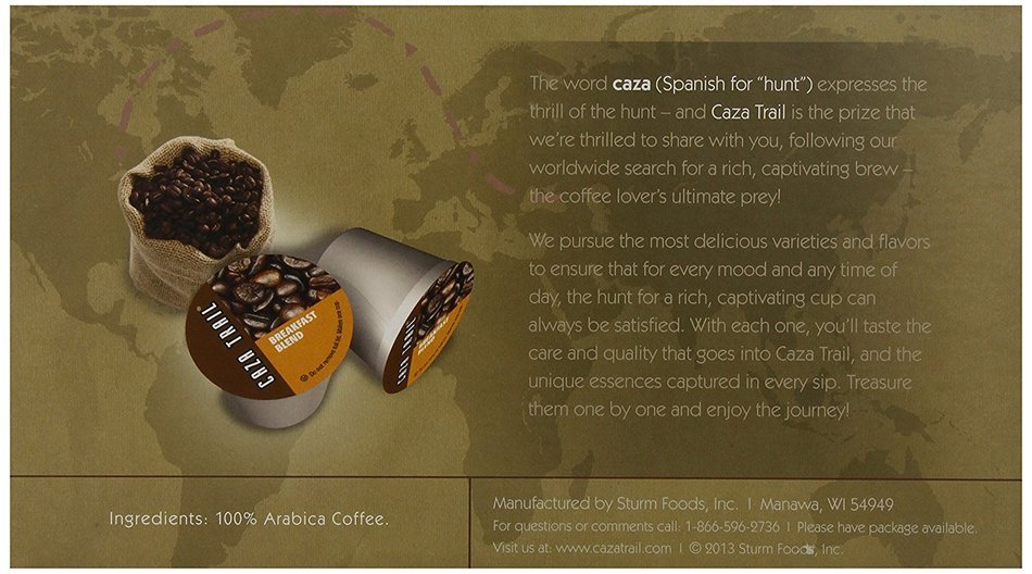 Caza Trail Coffee, Decaf Breakfast Blend, 24 Single Serve Cups N76