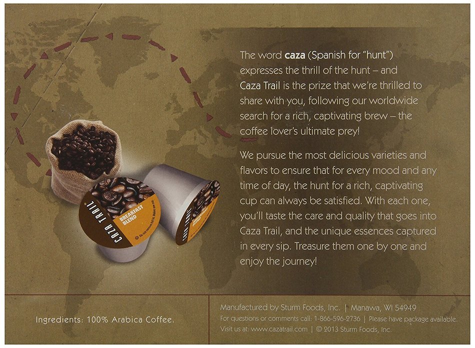 Caza Trail Coffee, Decaf Breakfast Blend, 24 Single Serve Cups N89
