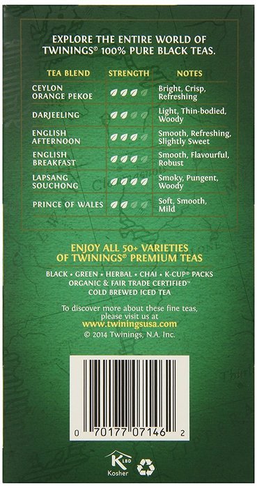 Twinings English Breakfast Tea, Tea Bags, 50 Count Boxes (Pack of 6) N3