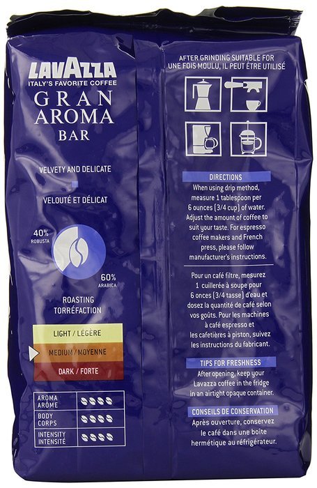 Lavazza Gran Aroma Bar Coffee Beans, 2.2-Pound N2