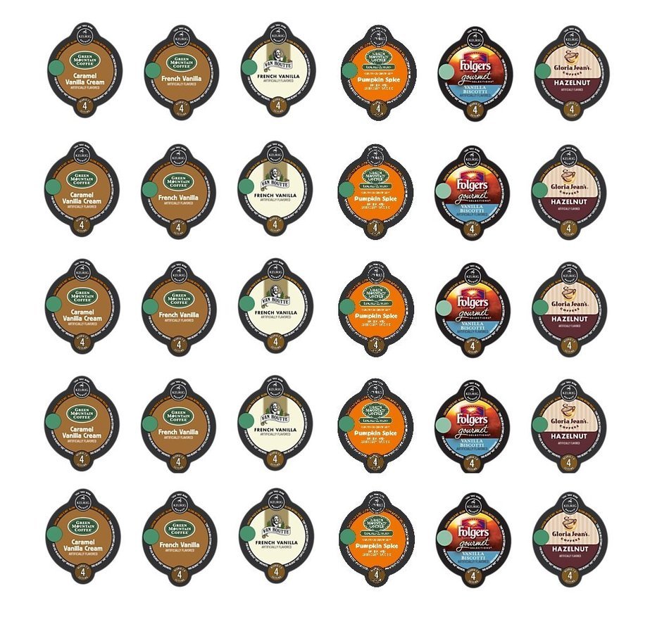 30 Count - Variety Flavored Coffee Vue-Cups for Keurig Vue Brewers - Pumpkin, French Vanilla, Caramel Vanilla,...