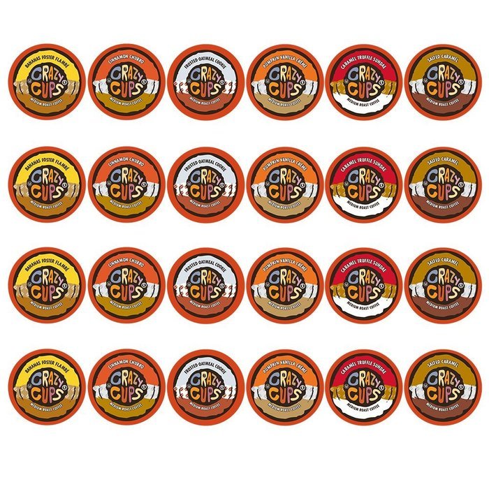 Crazy Cups Flavored Coffee, Single Serve Cups Variety Pack Sampler for the Keurig K Cup Brewer, 24 count