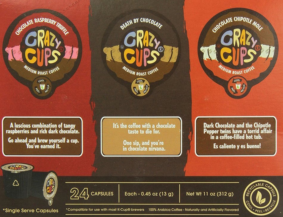 Crazy Cups Flavored Coffee, Single Serve Cups Variety Pack Sampler for the Keurig K Cup Brewer, 24 count N5