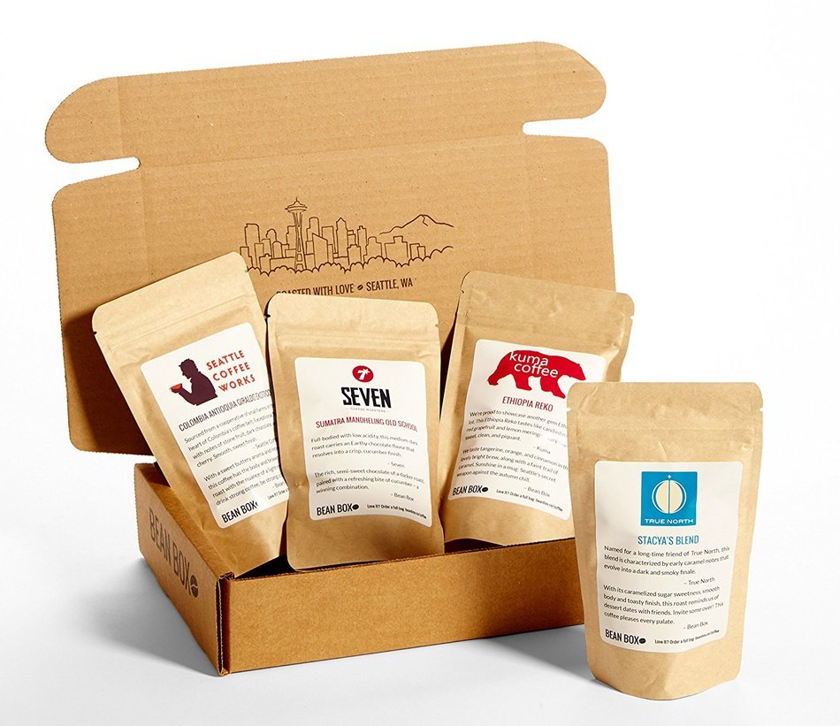 Bean Box Gourmet Coffee Sampler - (fresh roasted coffee gift box, specialty whole bean, 4 handpicked roasts, personalized...