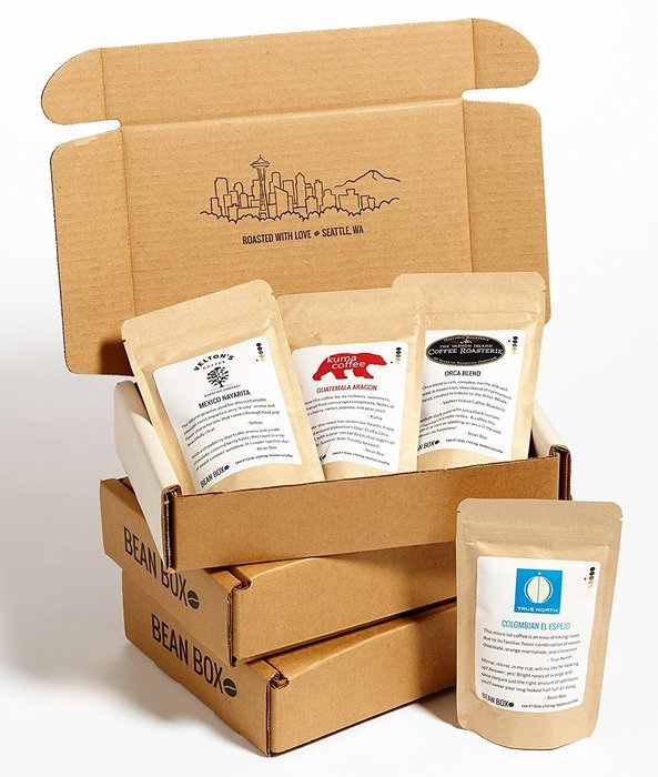 Bean Box Gourmet Coffee Sampler - (fresh roasted coffee gift box, specialty whole bean, 4 handpicked roasts, personalized... N4