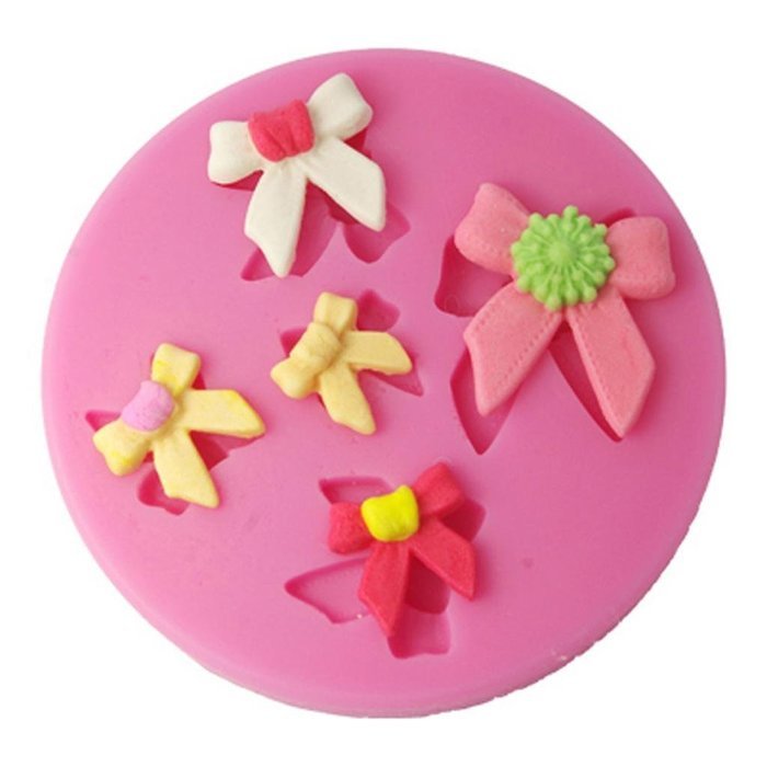 FOUR-C Silicone Cupcake Mold Bow Fondant Mould Cup Cake Topper Color Pink