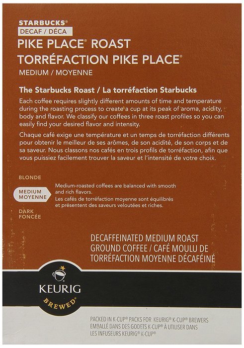 Starbucks Decaf Pike Place Roast, K-Cup for Keurig Brewers, 24 Count N13