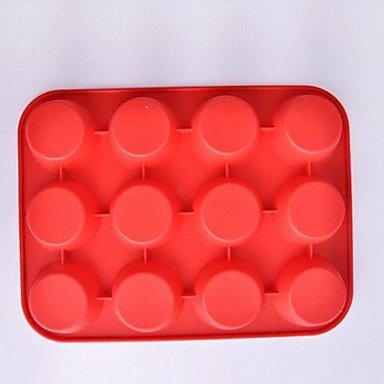 BST Cake Pan 12 Hole Circular Shape Cake Ice Jelly Chocolate Molds,Silicone 32.5*24.5*3 CM(12.8*9.7*1.2 INCH)