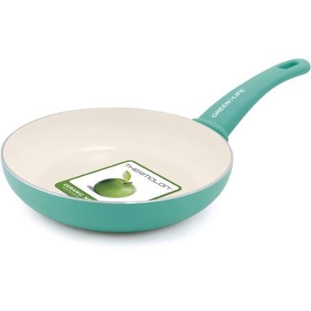 GreenLife Healthy Ceramic Non-Stick Soft Grip 8" Open Fry Pan, Turquoise
