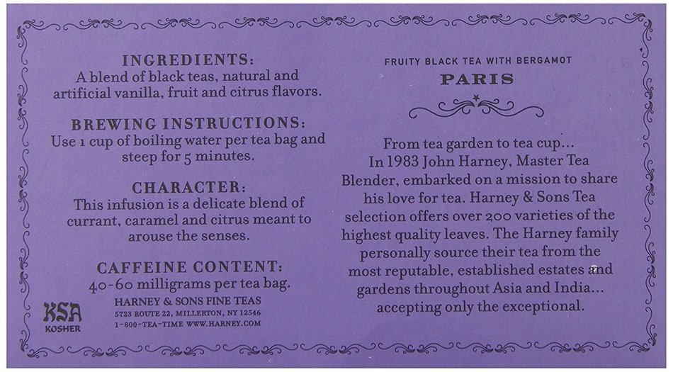 Harney & Sons Black Tea, Paris, 50 Tea Bags N2