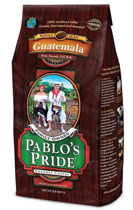 2LB Pablo's Pride Gourmet Coffee - Guatemala - Medium-dark Roast Coffee - Whole Bean Coffee - 2 Pound ( 2 lb )...