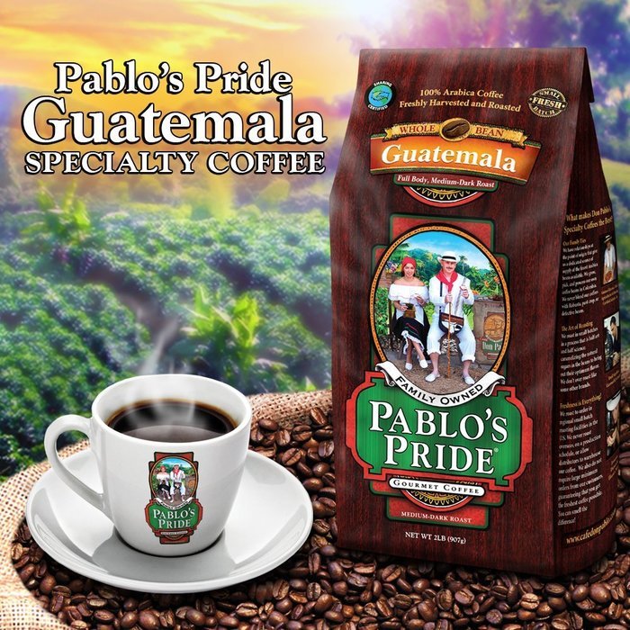 2LB Pablo's Pride Gourmet Coffee - Guatemala - Medium-dark Roast Coffee - Whole Bean Coffee - 2 Pound ( 2 lb )... N3
