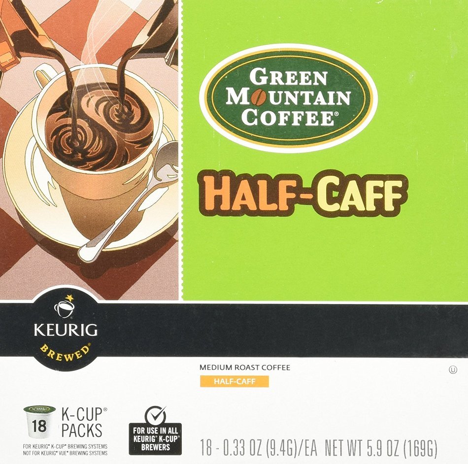 Green Mountain Coffee Half-Caff, Regular/Med Roast K-Cup Portion Pack for Keurig K-Cup Brewers, 72-Count N3