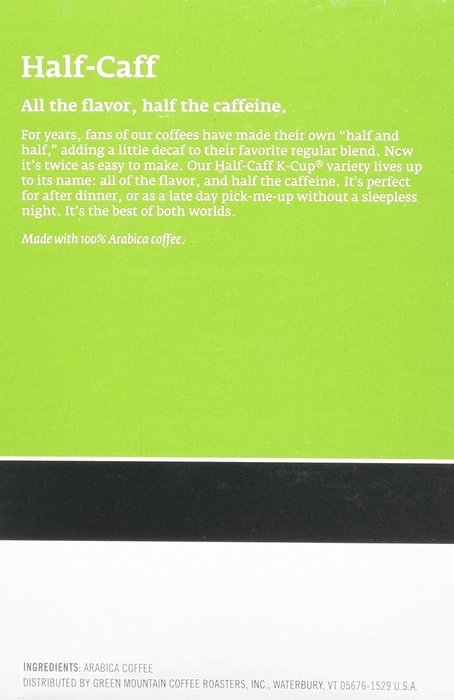 Green Mountain Coffee Half-Caff, Regular/Med Roast K-Cup Portion Pack for Keurig K-Cup Brewers, 72-Count N4