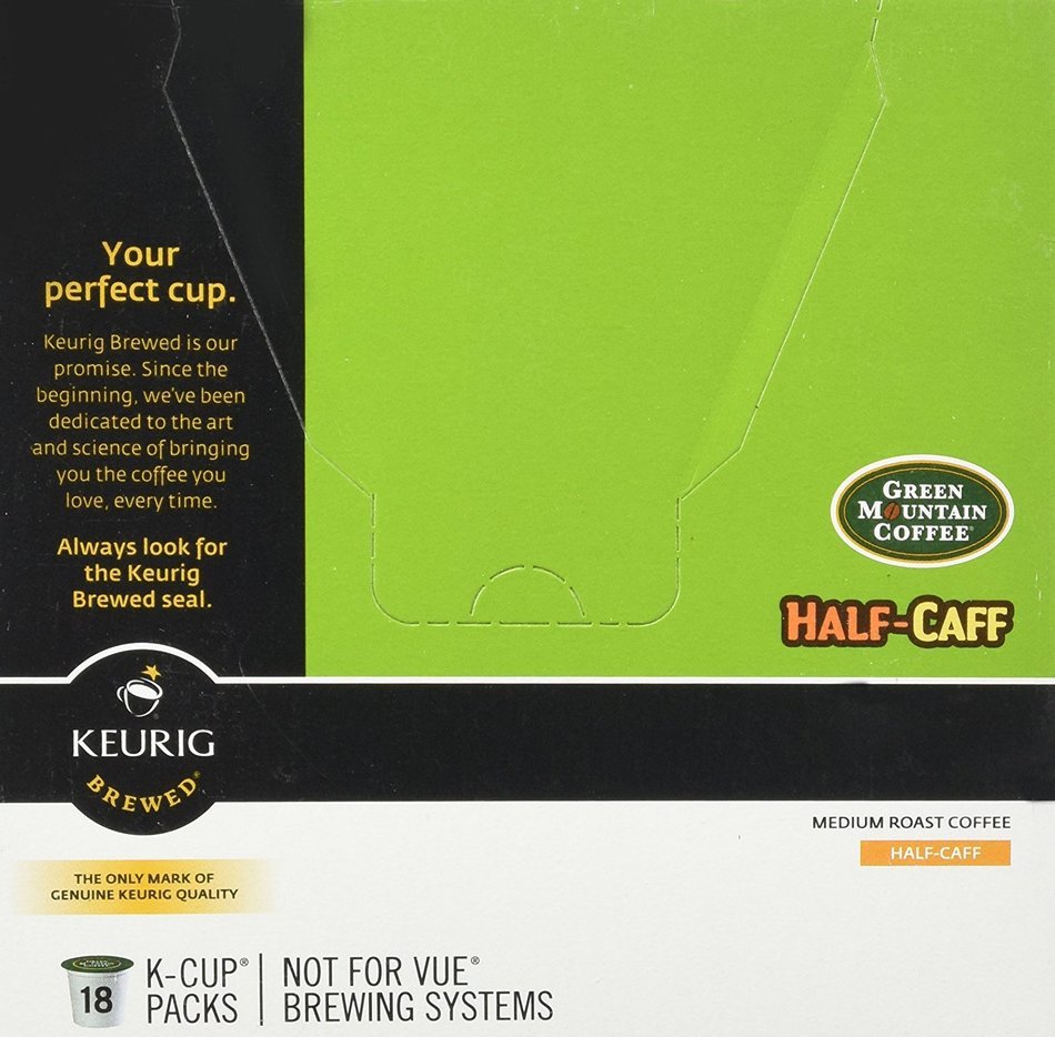 Green Mountain Coffee Half-Caff, Regular/Med Roast K-Cup Portion Pack for Keurig K-Cup Brewers, 72-Count N5