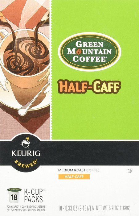 Green Mountain Coffee Half-Caff, Regular/Med Roast K-Cup Portion Pack for Keurig K-Cup Brewers, 72-Count N6