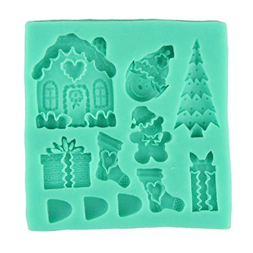Cute 3D Christmas Gift Silicone Fondant Cake Molds Soap Chocolate Mould