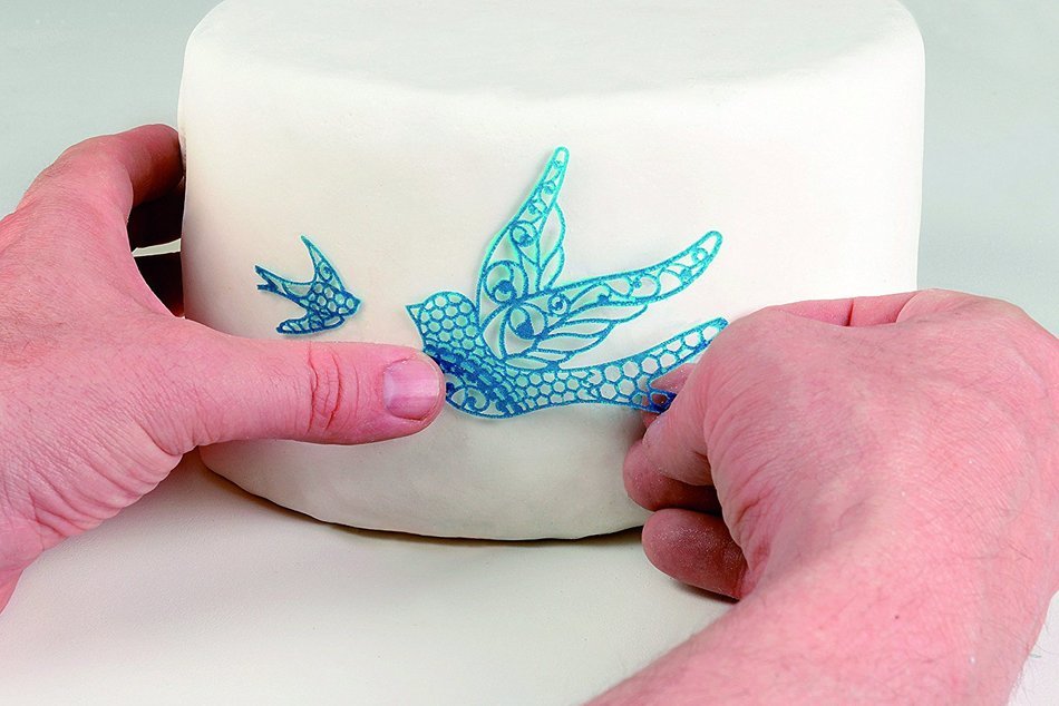 Silikomart Silicone Wonder Cakes Collection Sugar Lace Mats for Cake Decoration, Birds N3