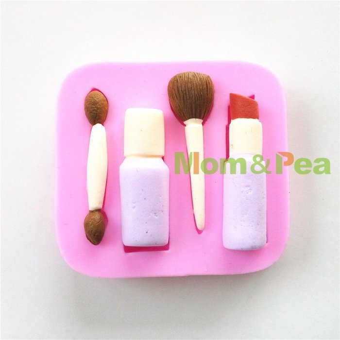Mom&pea 0632 Make-up Tools Shaped Silicone Mould for Fondant Cake Sugar Paste Cake Decoration 3d Cake Toppers...