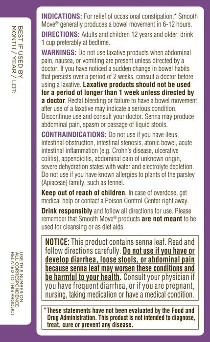 Traditional Medicinals Organic Smooth Move Tea, 16 Tea Bags (Pack of 6) N4