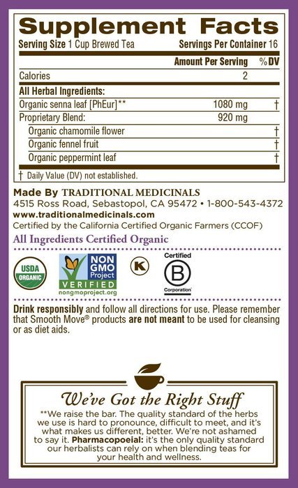 Traditional Medicinals Organic Smooth Move Tea, 16 Tea Bags (Pack of 6) N13