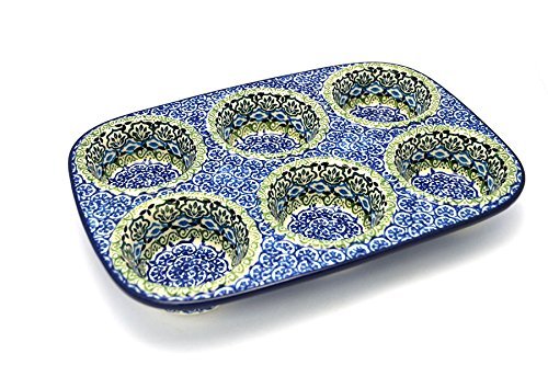 Polish Pottery Muffin Pan - Tranquility