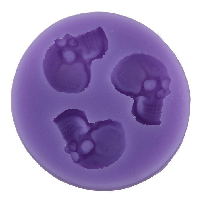 niceeshop(TM) 3 Cavity Skull Shape Decorating Party Silicone Cake Mold Fondant Baking Mold,Random Color
