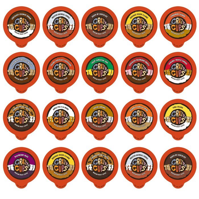 Crazy Cups Flavored Coffee Single Serve for Keurig K Cups Brewer Variety Pack Sampler, 20 Count