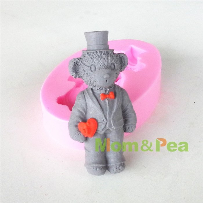 Mom&pea 0616 Mr. Bear Shaped Silicone Mould for Fondant Cake Sugar Paste Cake Decoration 3d Cake Toppers Mold... N2