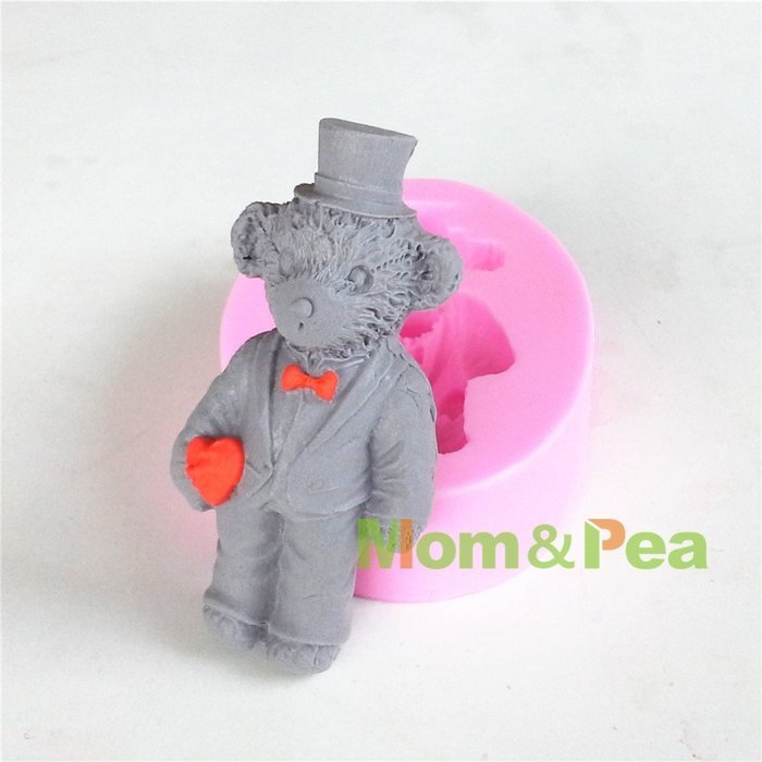 Mom&pea 0616 Mr. Bear Shaped Silicone Mould for Fondant Cake Sugar Paste Cake Decoration 3d Cake Toppers Mold... N3