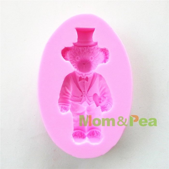 Mom&pea 0616 Mr. Bear Shaped Silicone Mould for Fondant Cake Sugar Paste Cake Decoration 3d Cake Toppers Mold... N4