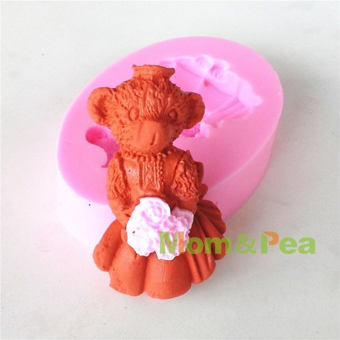 Mom&pea 0617 Ms. Bear Shaped Silicone Mould for Fondant Cake Sugar Paste Cake Decoration 3d Cake Toppers Mold... N2