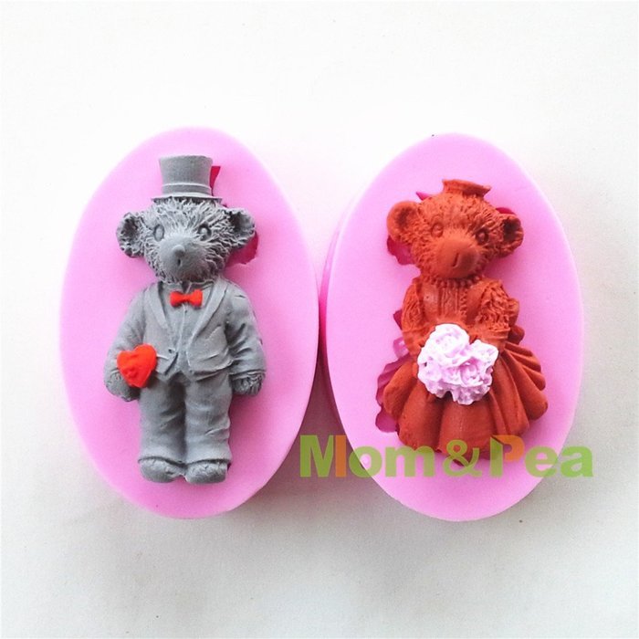 Mom&pea 0617 Ms. Bear Shaped Silicone Mould for Fondant Cake Sugar Paste Cake Decoration 3d Cake Toppers Mold... N5
