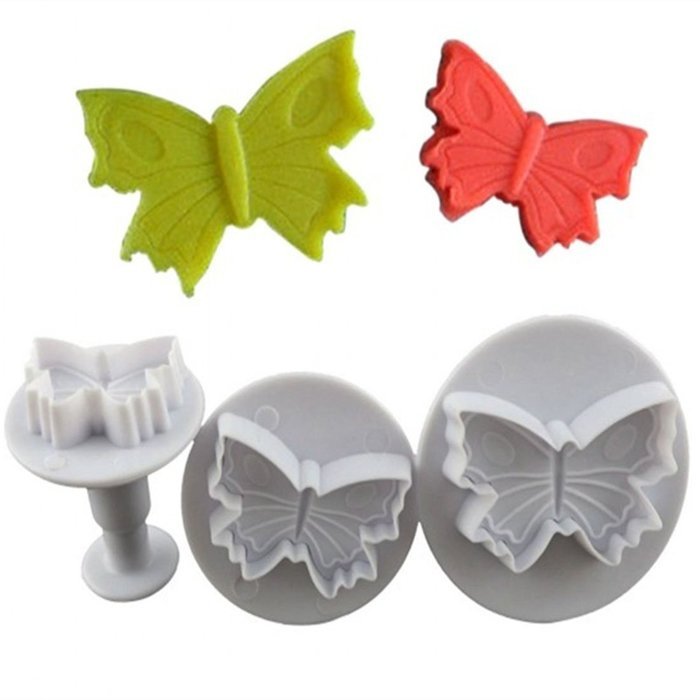 DUFUSTORE 3 x Butterfly Plunger Cutter Mold Sugarcraft Fondant Cake Decorating Tool N2