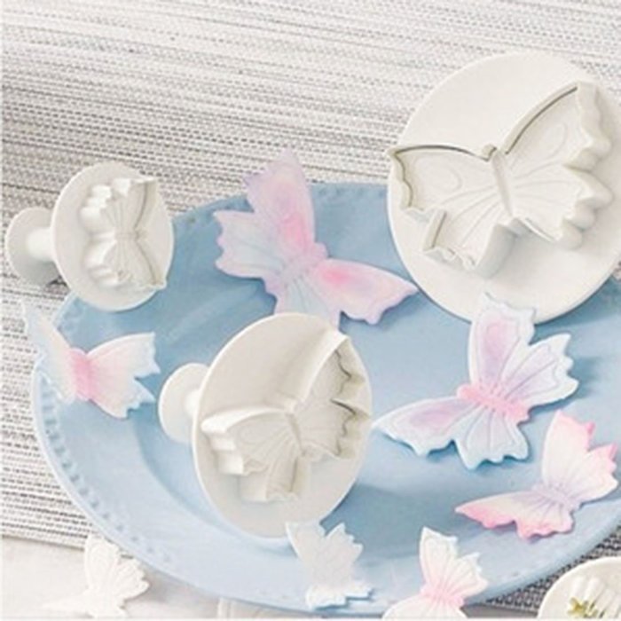 DUFUSTORE 3 x Butterfly Plunger Cutter Mold Sugarcraft Fondant Cake Decorating Tool N4