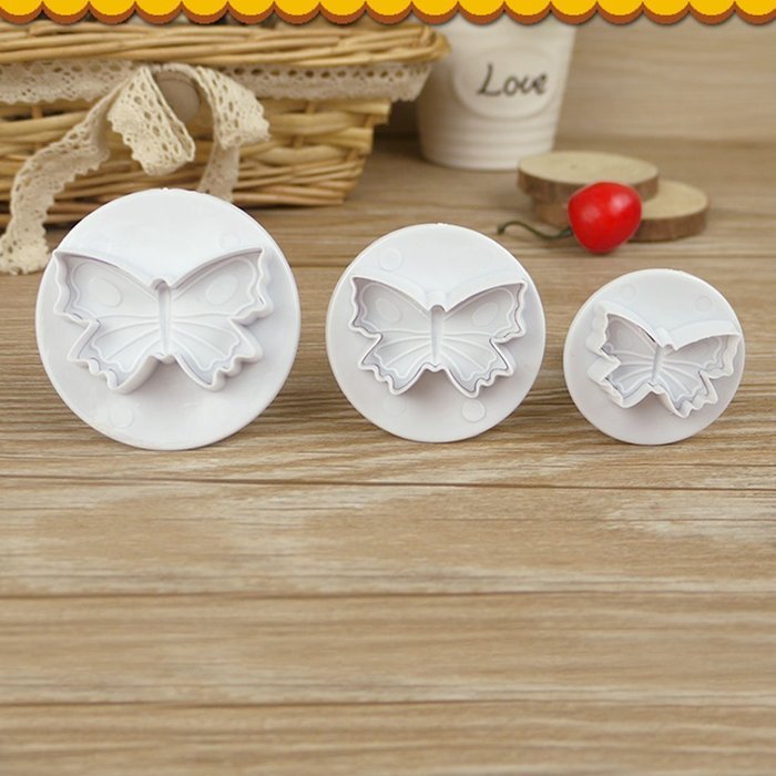 DUFUSTORE 3 x Butterfly Plunger Cutter Mold Sugarcraft Fondant Cake Decorating Tool N5