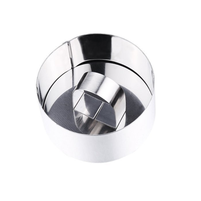 Cake Baking Mold , Vangoddy Stainless Steel Pastry Mould with Press Plate (Round Shaped) N4