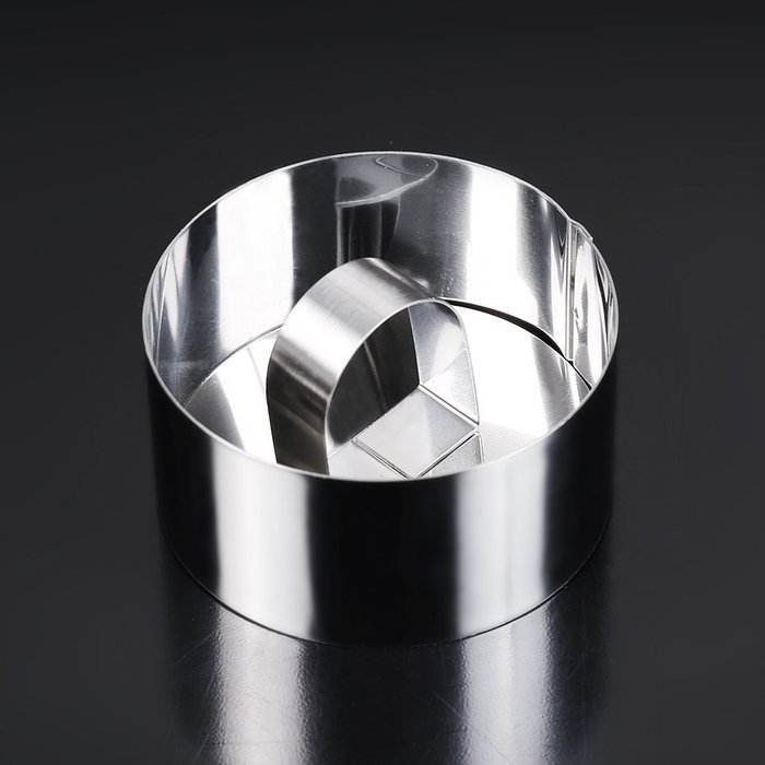 Cake Baking Mold , Vangoddy Stainless Steel Pastry Mould with Press Plate (Round Shaped) N5