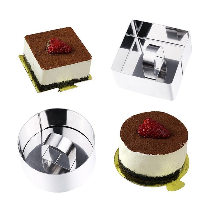 Cake Baking Mold , Vangoddy Stainless Steel Pastry Mould with Press Plate (Round Shaped) N16