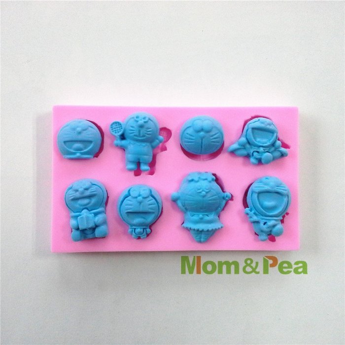 Mom&pea 0537 Doraemon Shaped Silicone Mould for Fondant Cake Sugar Paste Cake Decoration 3d Cake Toppers Mold...