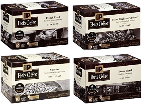 40 Count - Peet's Variety Dark Roast Coffee K-Cups for Keurig K Cup Brewers and 2.0 Brewers - (4 Flavors, 10 K-cups...