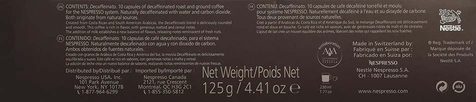 10 Capsules Nespresso VertuoLine Decaffeinato Coffee N2