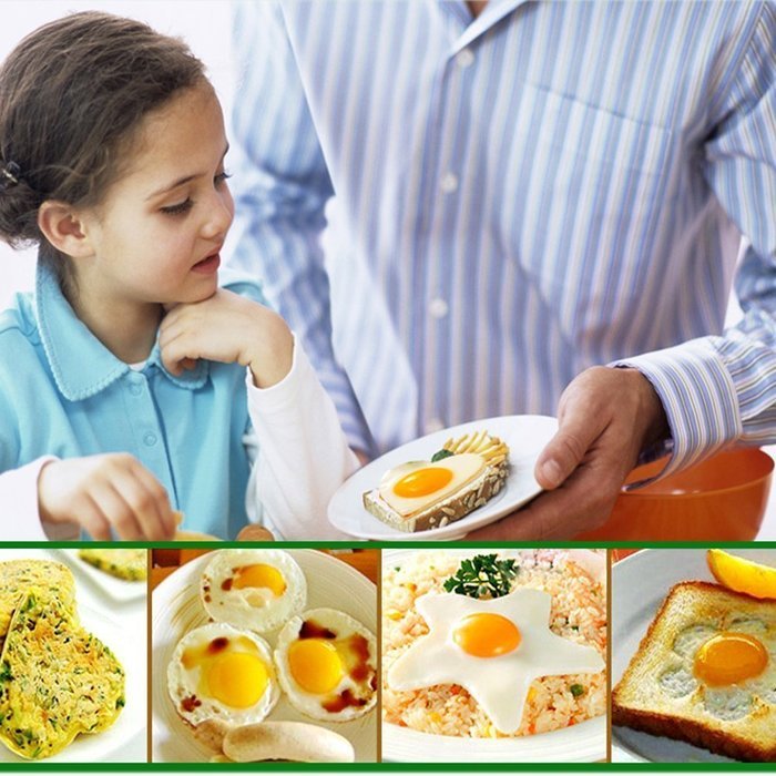 Fried Egg Shaper Mold , Vangoddy Stainless Steel Egg Mould Cooking Kitchen Tools for Kids and Lovers (4 Pack (... N5